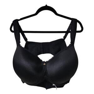 Ashley Stewart Butterfly Underwire Black Lace Trim Push Up Bra Size 44DD